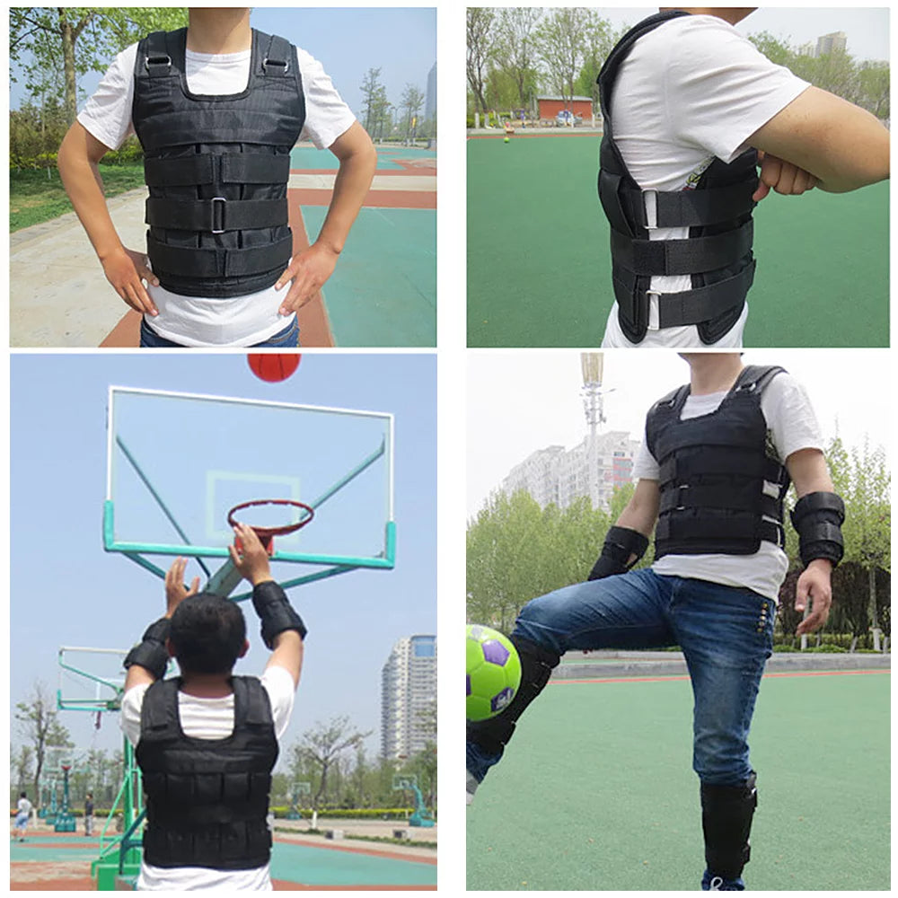 Adjustable Weighted Vest Weight Jacket Oxford Exercise Weight Loading Cloth Strength Training 50Kg Max. Load (Empty)