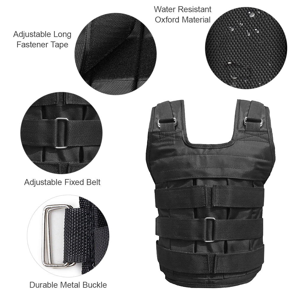 Adjustable Weighted Vest Weight Jacket Oxford Exercise Weight Loading Cloth Strength Training 50Kg Max. Load (Empty)